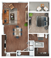 1 Bedroom 1 Bath Floor Plan at The Expo, Billings, MT